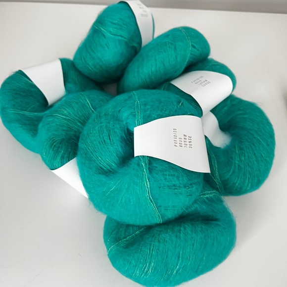 Kid Mohair silk lace green yarn lot of 10 skeins 200m/25g (218yrd/0.88oz) - Picture 4 of 7